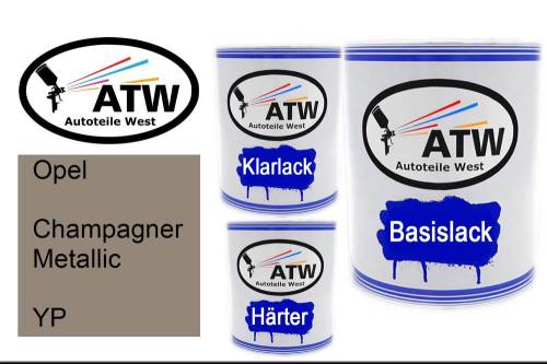 Opel, Champagner Metallic, YP: 1L Lackdose + 1L Klarlack + 500ml Härter - Set, von ATW Autoteile West.